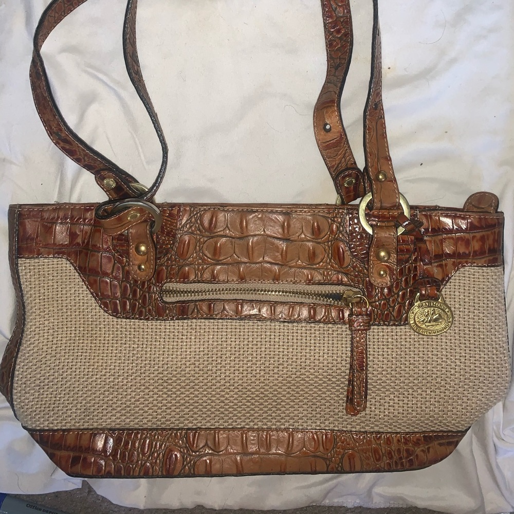 Brahmin Vintage Pecan Crocodile and Mesh bag